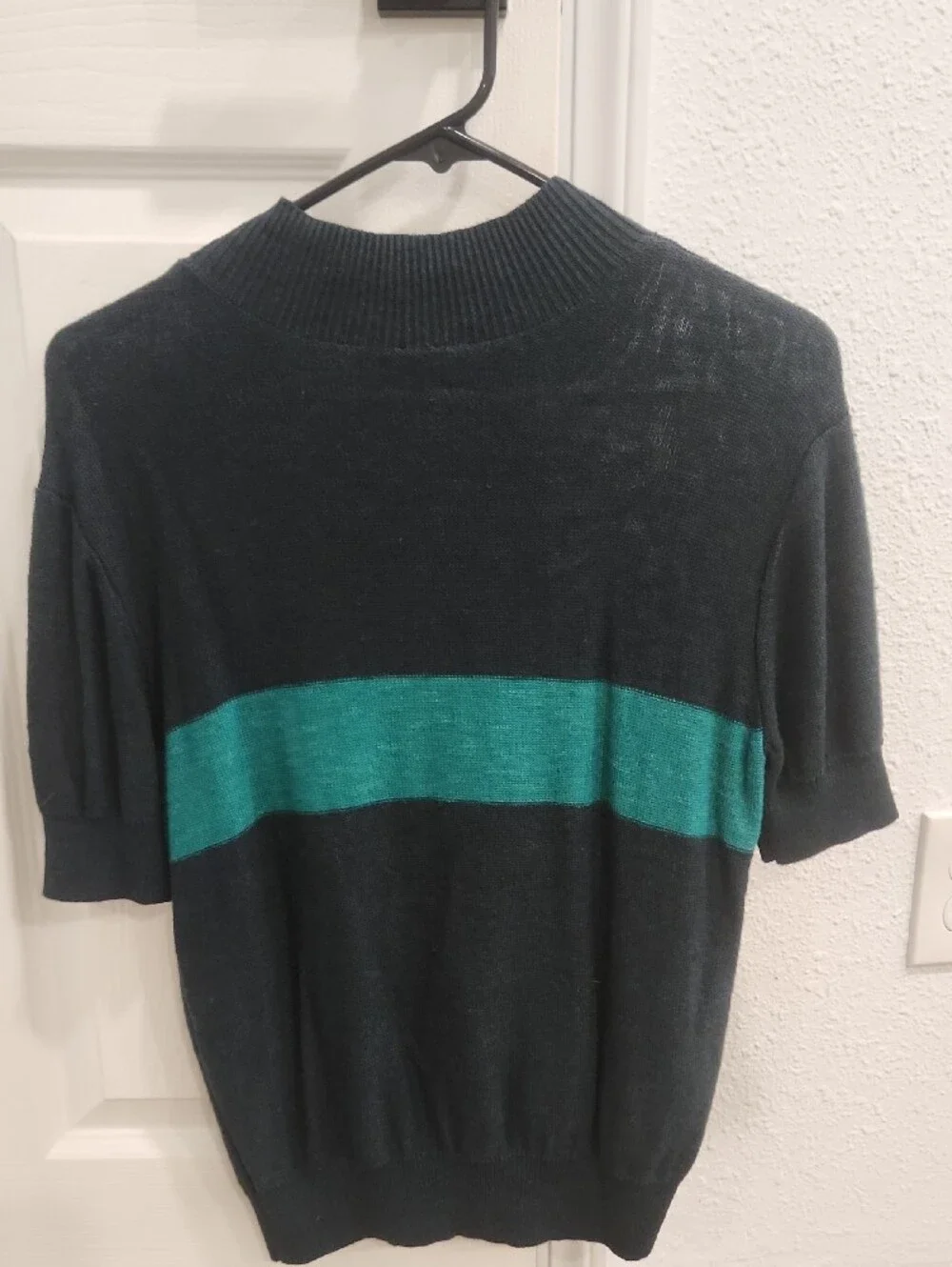 *Rare* Free People Crewneck Sweater with Green & Teal Stripes
